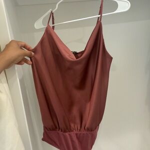 Lulu's Rose Satin Cowl Neck Top